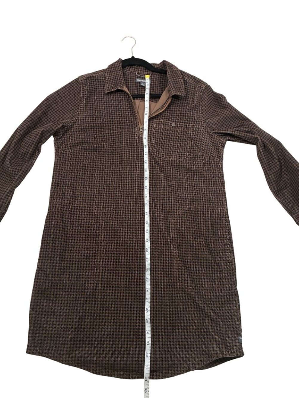 Toad&Co Cruiser Corduroy Popover Dress Houndstooth Brown LS organic Size M Gorpc - Picture 8 of 9